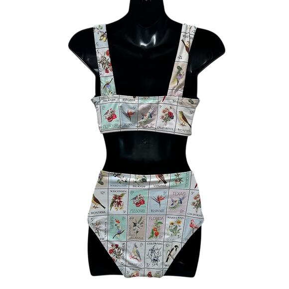 Antonio Melani Wanderlust Retro State Stamp Swimsuit Set - Picture 3 of 8